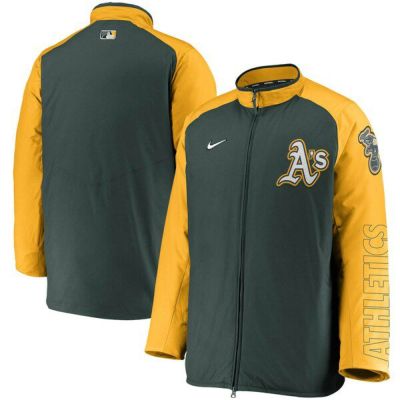 MLB オークランド・アスレチックス ジャケット/アウター Authentic Collection Dugout Full-Zip Jacket ナイキ/Nike グリーン