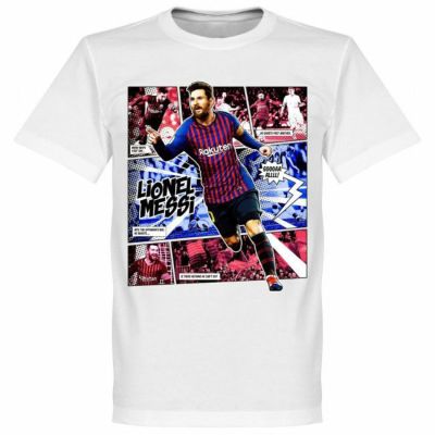 SOCCER リオネル・メッシ バルセロナ Tシャツ Comic T-Shirt RETAKE ホワイト