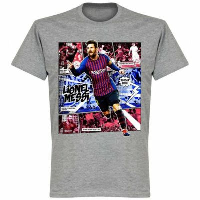 SOCCER リオネル・メッシ バルセロナ Tシャツ Comic T-Shirt RETAKE グレー