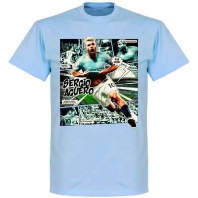 SOCCER セルヒオ・アグエロ マンチェスター・シティ Tシャツ Comic T-Shirt RETAKE スカイ