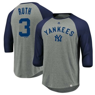 リニューアル記念メガセール MLB ヤンキース ベーブ・ルース Tシャツ ソー マッチ エクストラ プレイヤー ラグラン Majestic ネイビー 1009IK 