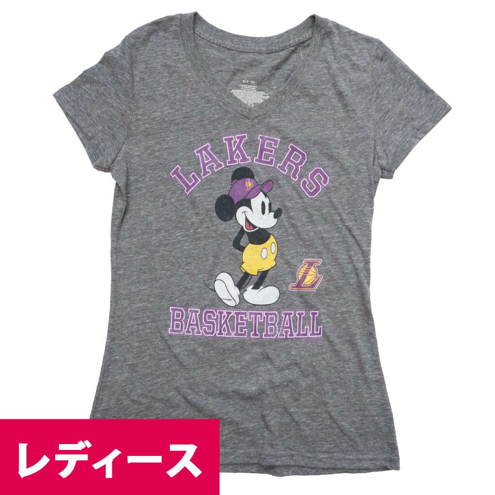 レイカーズ Tシャツ Tシャツ レディース 半袖 Nba グレー ミッキーマウス ディズニー コラボ 1点物 セレクション Mlb Nba Nfl プロ野球グッズ専門店 公式オンラインストア