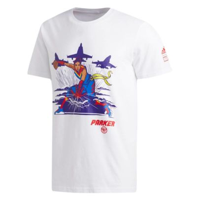 キャンデース・パーカー Tシャツ WNBA x Marvel マーベル キャプテン・マーベル Captain Marvel アディダス Adidas ホワイト