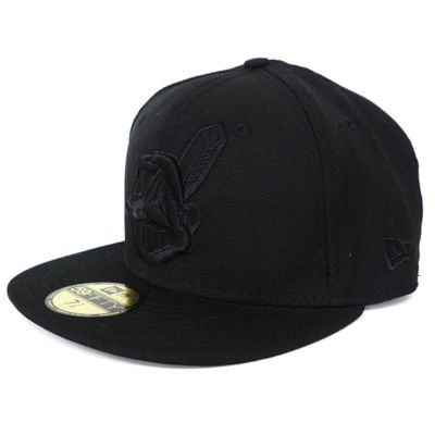 インディアンス キャップ MLB ニューエラ New Era オールブラック Black on Black 59FIFTY Fitted Hat  デッドストック ワフー酋長