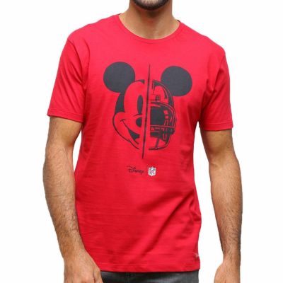 NFL Tシャツ ディズニー ミッキー Disney Micky & Helmet 半袖 メンズ レッド