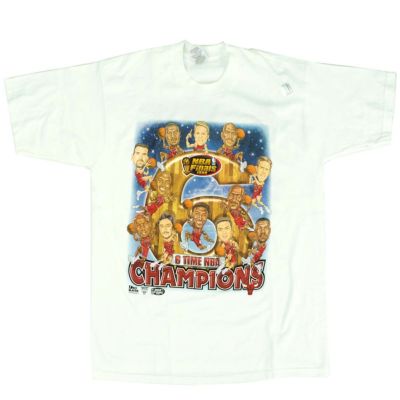 シカゴ・ブルズ Tシャツ NBA ホワイト ファイナル優勝記念 1998 Finals Champions Caricature Roster  T-Shirt Fruit of the Loom