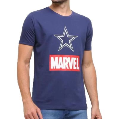 NFL カウボーイズ Tシャツ NFL x Marvel マーベル Team Logo T-Shirt ネイビー 210818ncl