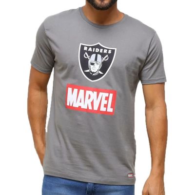 NFL レイダース Tシャツ NFL x Marvel マーベル Team Logo T-Shirt グレー 210818ncl