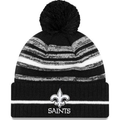 NFL セインツ ニットキャップ 2021 NFL Sideline サイドライン Sport Pom Cuffed Knit Hat ニューエラ/New Era ブラック