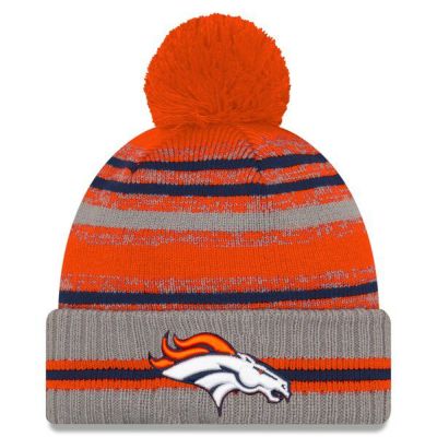 NFL ブロンコス ニットキャップ 2021 NFL Sideline サイドライン Sport Pom Cuffed Knit Hat ニューエラ/New Era グレー