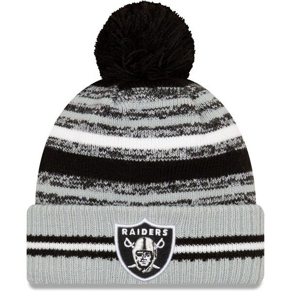 NFL レイダース ニットキャップ 2021 NFL Sideline サイドライン Sport Official Pom Cuffed Knit  Hat ニューエラ/New Era Black/Silver | セレクション | MLB NBA NFL プロ野球グッズ専門店 公式オンラインストア