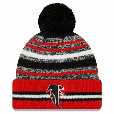 NFL ファルコンズ ニットキャップ 2021 サイドライン ヒストリック ポム カフ ニット帽 ニューエラ/New Era Black/Red