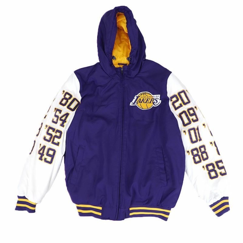 NBA レイカーズ スタジャン NBAファイナル 歴代パッチ POLYFILL フーディー ジャケット アウター G-III Purple/White  2212bsg | セレクション | MLB NBA NFL プロ野球グッズ専門店 公式オンラインストア