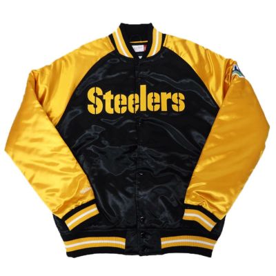NFL スティーラーズ スタジャン タフ シーズン サテン ジャケット アウター ミッチェル＆ネス/Mitchell & Ness ブラック