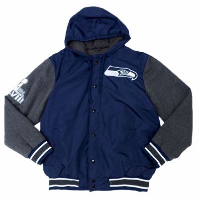 NFL シーホークス ジャケット スーパーボウル チャンピオン スナップ アウター Jacket ネイビー