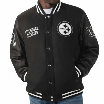 NFL スティーラーズ スタジャン ウール バーシティ ジャケット Linebacker Varsity Jacket G-III ブラック  2212fsg