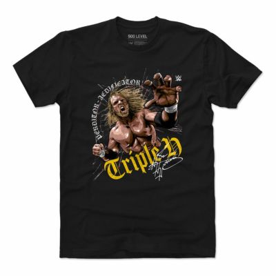 WWE トリプルH ショーン・マイケルズ Tシャツ Superstars Crack  500Level ブラック