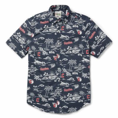 MLB ガーディアンズ アロハシャツ ハワイアン KEKAI PERFORMANCE フロントボタン レインスプーナー Reyn Spooner ネイビー