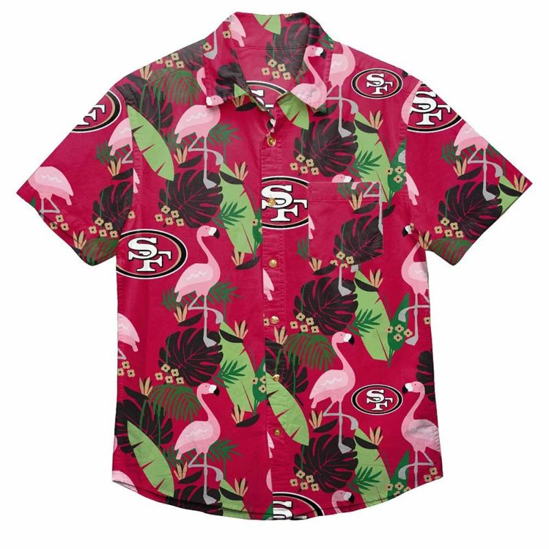 NFL 49ers アロハシャツ ハワイアン Floral Button Up Shirt FOCO スカーレット | セレクション | MLB  NBA NFL プロ野球グッズ専門店 公式オンラインストア