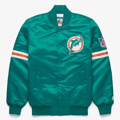 NFL ドルフィンズ スタジャン スターター x オマージュ バーシティ サテンジャケット アウター STARTER ティール 2212fsg