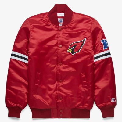 NFL カーディナルス スタジャン スターター x オマージュ バーシティ サテンジャケット アウター STARTER レッド 2212fsg