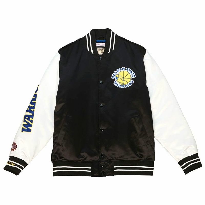 NBA ウォリアーズ ジャケット サテン Team Origins Varsity Jacket ミッチェル＆ネス/Mitchell & Ness  ブラック | セレクション | MLB NBA NFL プロ野球グッズ専門店 公式オンラインストア