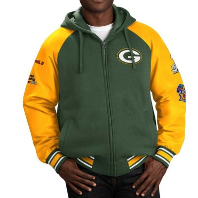 NFL パッカーズ スタジャン ディフェンダー フルジップ バーシティー ジャケット アウター G-III グリーン 2212fsg