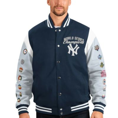 MLB ヤンキース スタジャン ワールドシリーズ フランチャイズ バーシティ ジャケット アウター G-III ネイビー/グレー 2212msg
