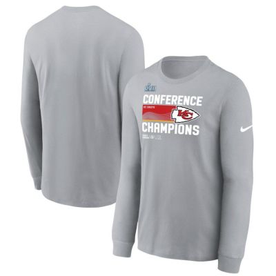 NFL チーフス Tシャツ 2022 AFC カンファレンス 優勝記念 ロッカールーム トロフィーコレクション ロンT ナイキ/Nike グレー