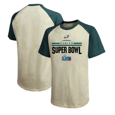 NFL イーグルス Tシャツ 第57回 スーパーボウル 進出記念 ラグラン マジェスティック/Majestic クリーム/ミッドナイトグリーン
