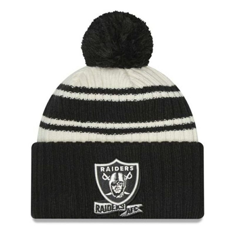 NFL レイダース ニットキャップ 2022 サイドライン Sideline Sport Cuffed Pom Knit Hat ニューエラ/New  Era クリーム ブラック | セレクション | MLB NBA NFL プロ野球グッズ専門店 公式オンラインストア