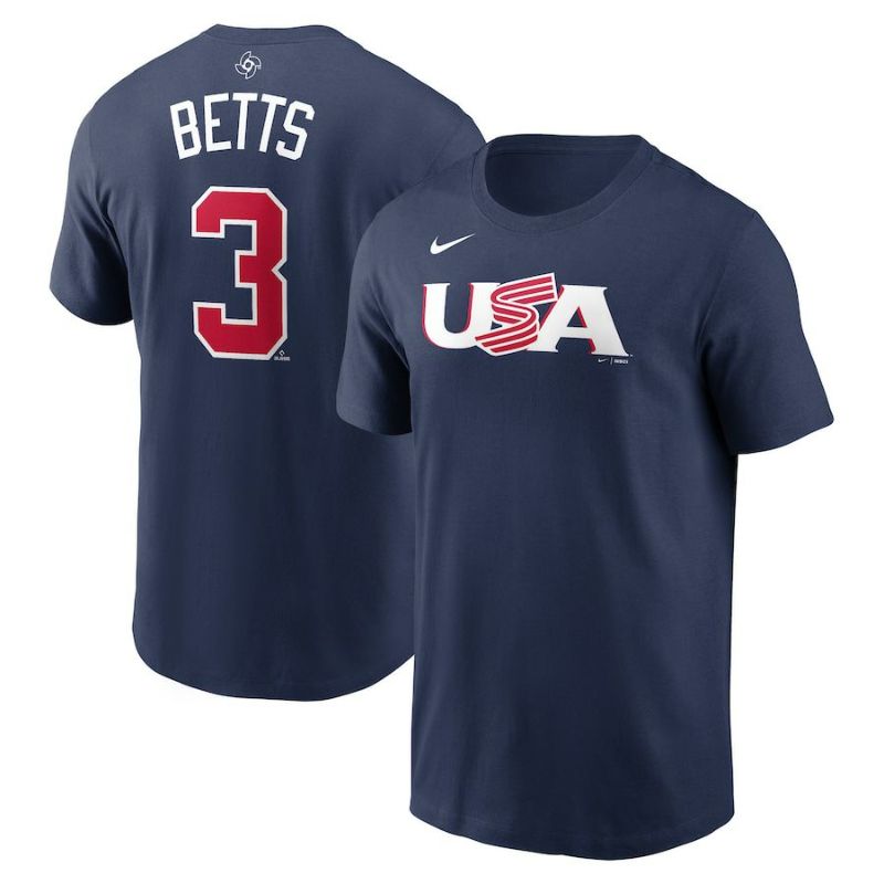 WBC ムーキー・ベッツ アメリカ代表 USA Tシャツ 2023 World Baseball Classic ネーム＆ナンバー T-Shirt  ナイキ/Nike ネイビー | セレクション | MLB NBA NFL プロ野球グッズ専門店 公式オンラインストア