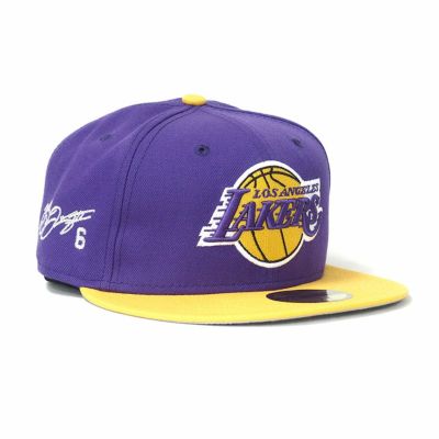 NBA レブロン・ジェイムス レイカーズ キャップ サイン刺繍入り OTC 2Tone 59FIFTY Fitted Hat ニューエラ/New Era パープル ゴールド