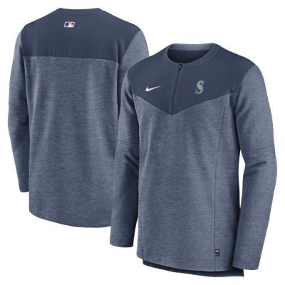 MLB マリナーズ Tシャツ ドライフィット ゲームタイム ハーフジップ ロングスリーブ ナイキ/Nike ミッドナイトネイビー/ヘザー