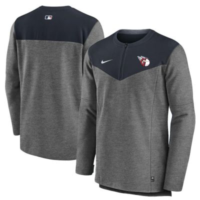 MLB ガーディアンズ Tシャツ ドライフィット ゲームタイム ハーフジップ ロングスリーブ ナイキ/Nike ピッチブルー/ヘザー