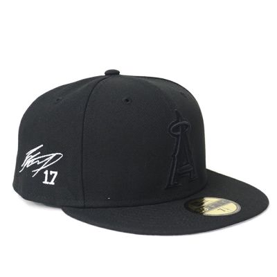 MLB 大谷翔平 エンゼルス キャップ Black on Black 59FIFTY Fitted Cap サイン刺繍 ニューエラ/New Era ブラック