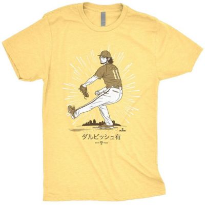 【海外限定版】MLB ダルビッシュ有 パドレス Tシャツ アニメ Anime Yu T-Shirt RotoWear Banana Yellow