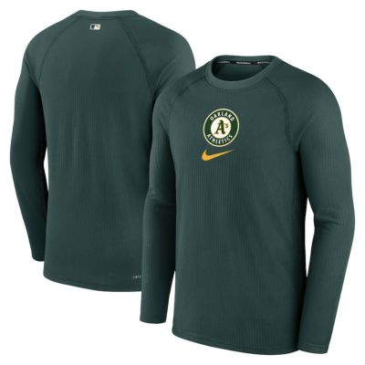 MLB アスレチックス Tシャツ ドライフィット Game Long Sleeve Top ナイキ/Nike Pro Green