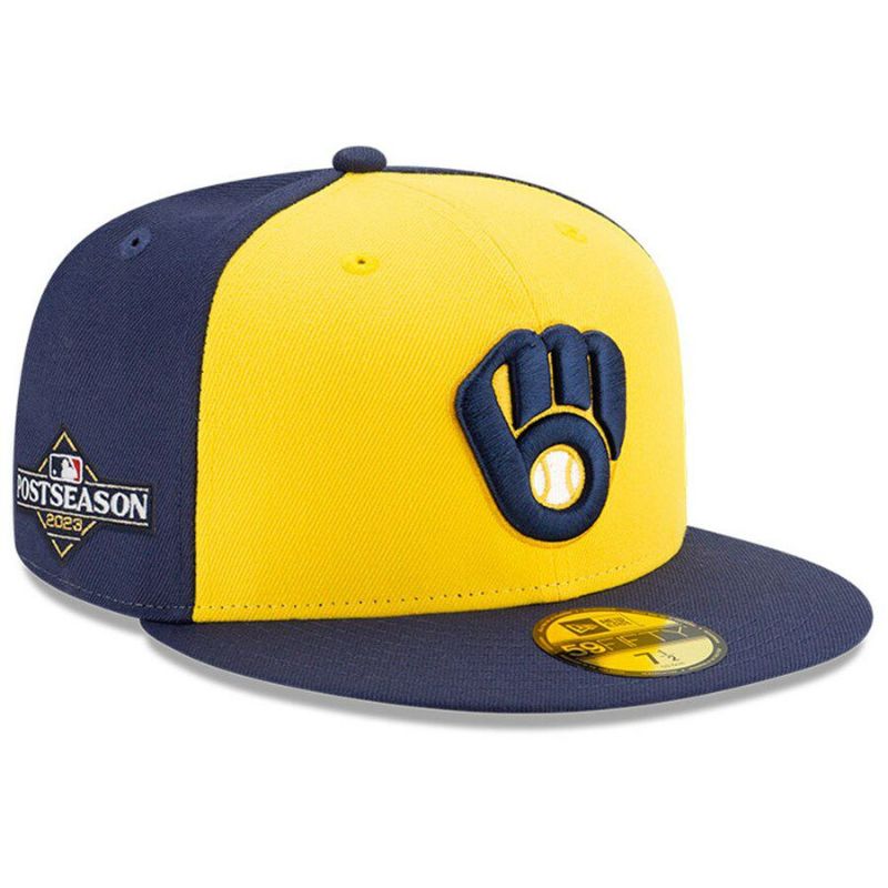 MLB ブリュワーズ キャップ 2023 ポストシーズン プレーオフ 59FIFTY ニューエラ/New Era ゴールド/ネイビー | セレクション  | MLB NBA NFL プロ野球グッズ専門店 公式オンラインストア