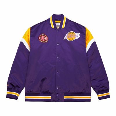NBA レイカーズ ジャケット Heavyweight Satin Jacket ミッチェル＆ネス/Mitchell & Ness パープル