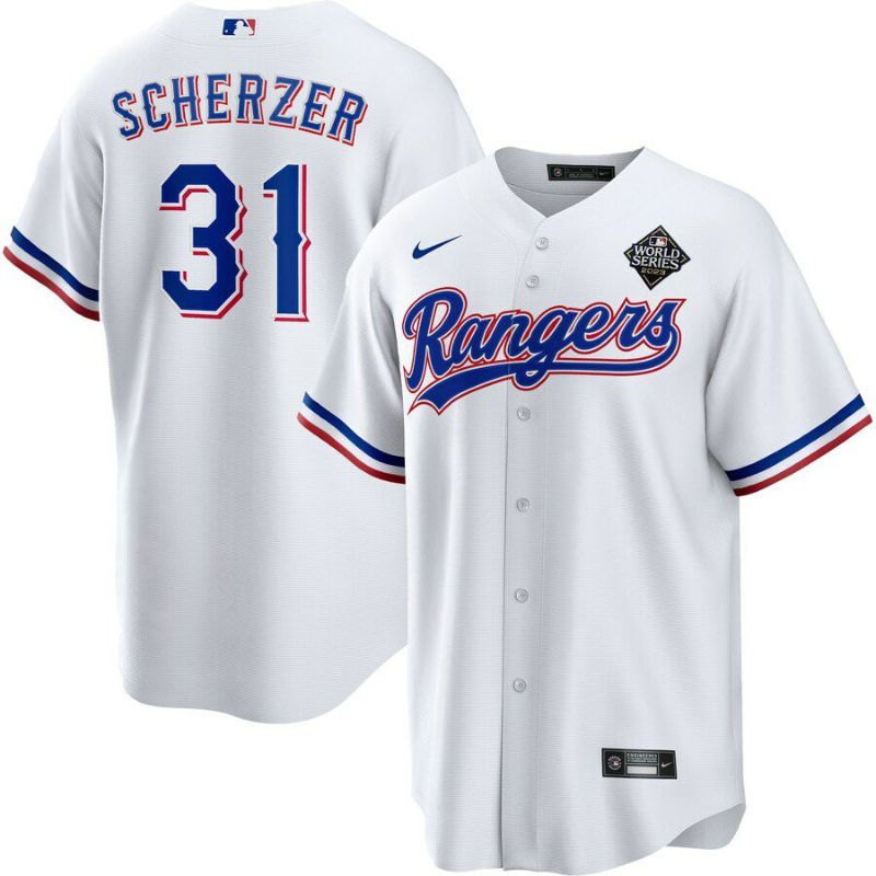 MLB マックス・シャーザー レンジャーズ ユニフォーム 2023 ワールドシリーズ 進出記念 レプリカ Player Jersey ナイキ/Nike  ホワイト | セレクション | MLB NBA NFL プロ野球グッズ専門店 公式オンラインストア