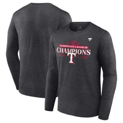 MLB レンジャーズ Tシャツ 2023 アメリカンリーグ 優勝記念 ロッカールーム Long Sleeve  Fanatics Branded ヘザーチャコール