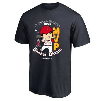 MLB 大谷翔平 エンゼルス Tシャツ 2023 AL MVP受賞記念 Tee イラスト Fanatics Branded ネイビー