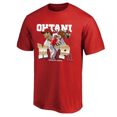 MLB 大谷翔平 エンゼルス Tシャツ 2023 AL MVP受賞記念 Tee フォト Fanatics Branded レッド