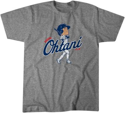 【海外限定版】MLB 大谷翔平 ドジャース Tシャツ BATTING CARICATURE T-Shirt BreakingT グレー