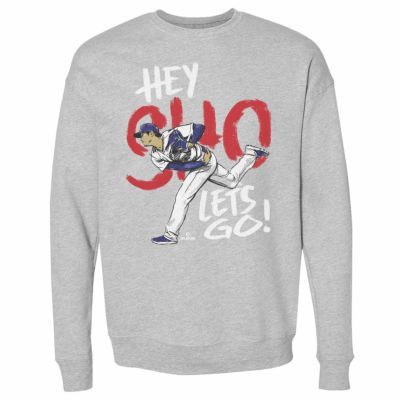 MLB 大谷翔平 ドジャース スウェット Los Angeles D Hey Sho W WHT Crewneck Sweatshirt 500Level ヘザーグレー