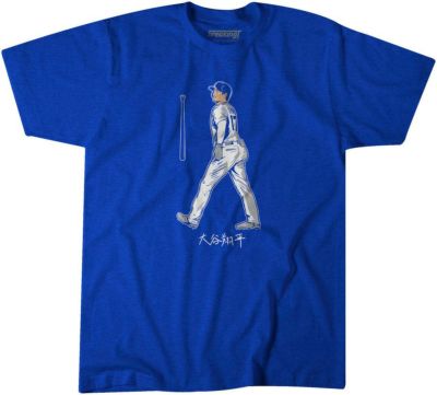 【海外限定版】MLB 大谷翔平 ドジャース Tシャツ LA バットフリップ T-Shirt BreakingT ロイヤル