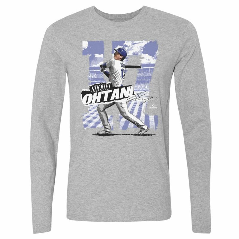 MLB 大谷翔平 ドジャース Tシャツ Los Angeles D Rough WHT Long Sleeve T-Shirt 500Level  ヘザーグレー | セレクション | MLB NBA NFL プロ野球グッズ専門店 公式オンラインストア