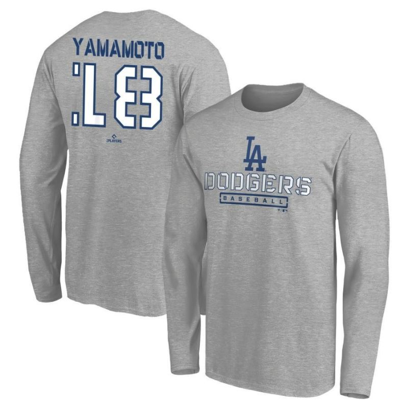 MLB 山本由伸 ドジャース Tシャツ Evanston Stencil Long Sleeve T-Shirt Fanatics Branded  ヘザーグレー | セレクション | MLB NBA NFL プロ野球グッズ専門店 公式オンラインストア