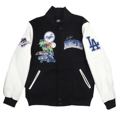 MLB ドジャース ジャケット 2700 - MEN'S VARSITY JACKET (2-Tone Sleeve WS Logo) Pro Standard プロスタンダード Black/White